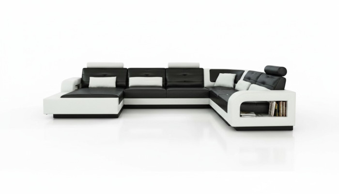 Leren bankstel met USB leren bank bankstel woonlandschap hoekbank hoekbank H2209