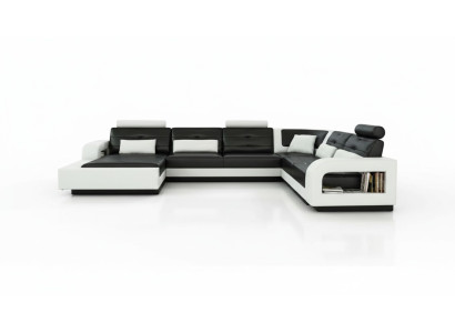 Leren bankstel met USB leren bank bankstel woonlandschap hoekbank hoekbank H2209