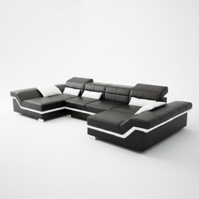 XXL Leren bank met USB hoekbank Woonlandschap Grote bank leren sofa bekleding Nieuw  XXL leren bank met USB hoekbank Woongebied Grote bank leren bank bekleding Nieuw