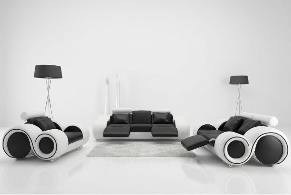 Leren bank met USB woonlandschap 3+2+1 zits bankstel Design Modern Sofa A1163D