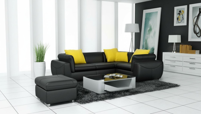 Leren bankstel met USB woonlandschap hoekbank hoekcombinatie design modern bankstel F3014C.