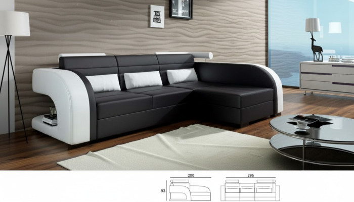 Leren bank met USB-bekleding hoekbank woonlandschap gestoffeerde bank Bergamo bank