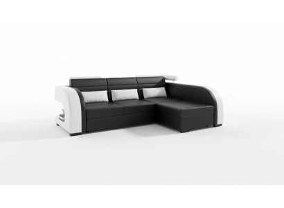 Leren bank met USB-bekleding hoekbank woonlandschap gestoffeerde bank Bergamo bank