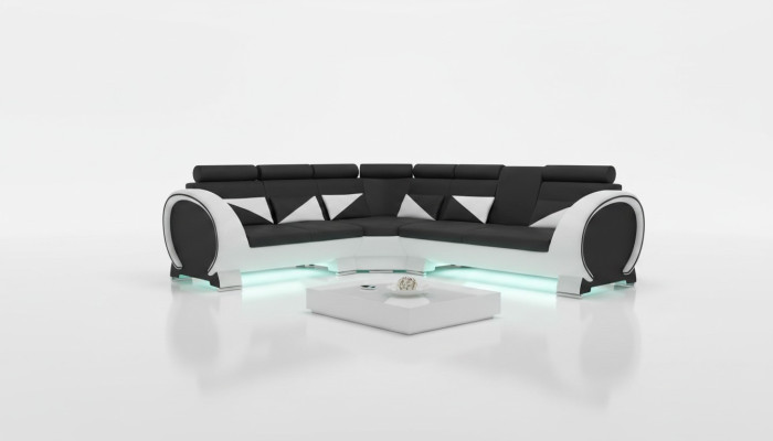 Hoekbank met USB leren bankstel leren hoekbank designbank van leer "VIGO"