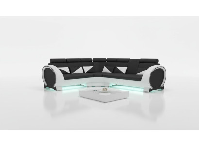Hoekbank met USB leren bankstel leren hoekbank designbank van leer "VIGO"