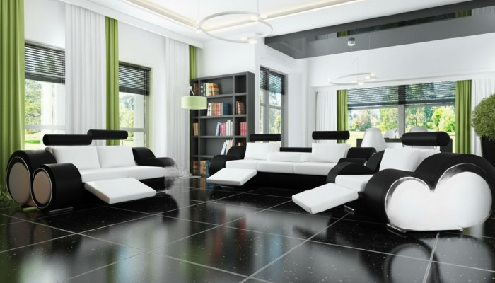 Sofaset + USB-bekleding 3+2+1 bankstel Designer Lounge Relax-bekledingsset