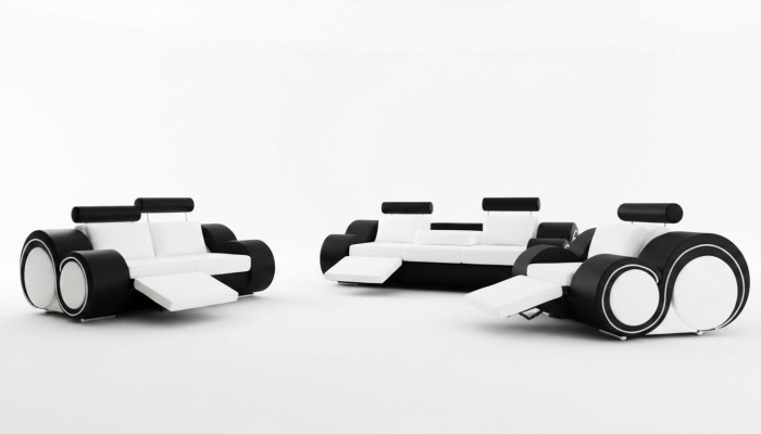 Sofaset + USB-bekleding 3+2+1 bankstel Designer Lounge Relax-bekledingsset