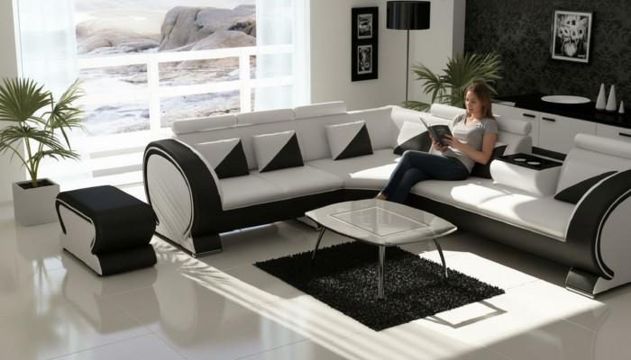 Ontwerper hoekbank + USB bank stoffering set loungesofa's bankstellen woonlandschap