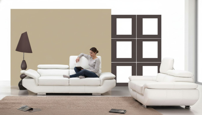 Sofaset met USB-bekleding, bank, lederen zitgroep 3+2 zits Weilrod "wit"