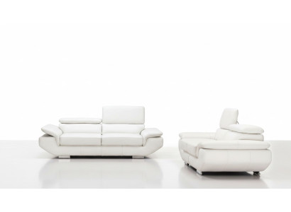 Sofaset met USB-bekleding, bank, lederen zitgroep 3+2 zits Weilrod "wit"