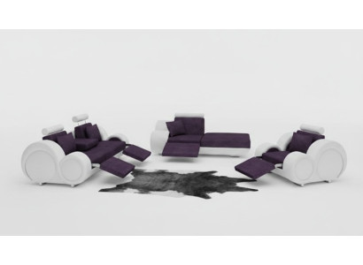 Sofa set van leer & textiel stof + USB, bankstel 3+ chaise + 1 woonlandschap