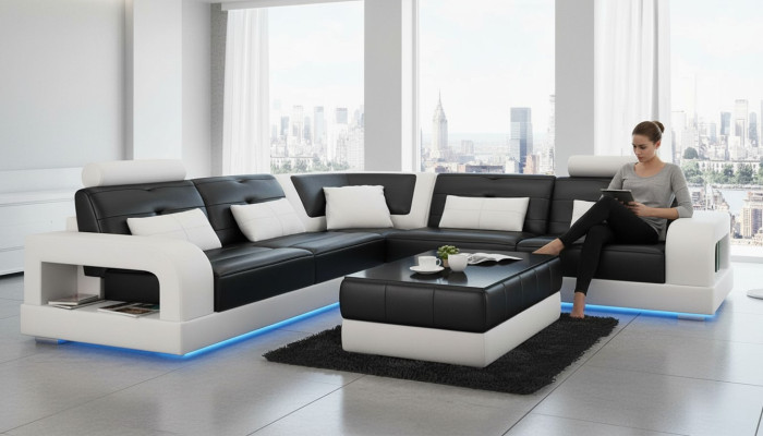 LEDERSOFA BANKSTEL HOEKBANK USB BANKSTELSET DESIGN BANK WOONLANDSCHAP Op Maat