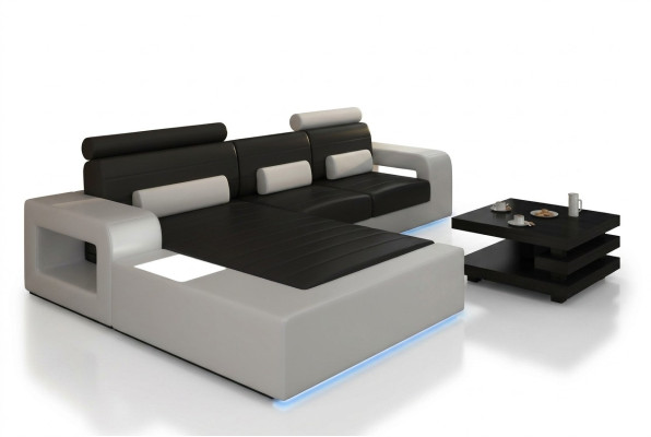 LEDER HOEKBANKSTEL met USB, LEDEREN BANK OP MAAT SOFA GARNITUUR HOEKSOFA