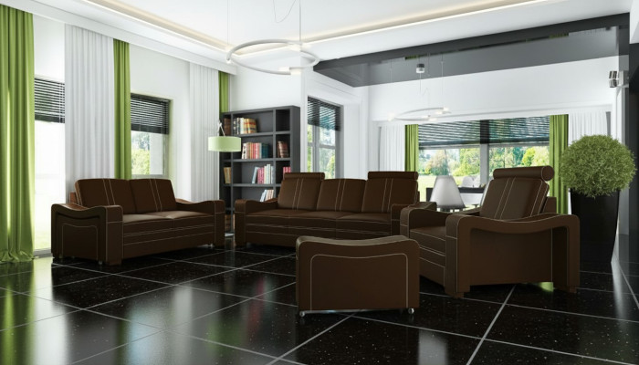 LEDERSOFA Op maat gemaakt SOFA SOF 3+2+1 USB BANKSTEL BEKLEDING SET Nieuw