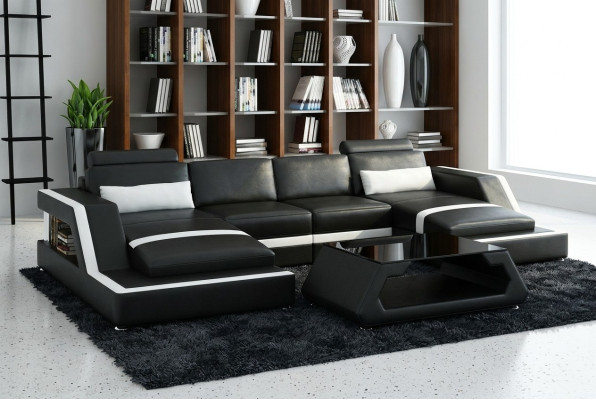 LEDERSOFA XXL WOONLANDSCHAP SET USB LEDEREN HOEKBANK Maatwerk HH4