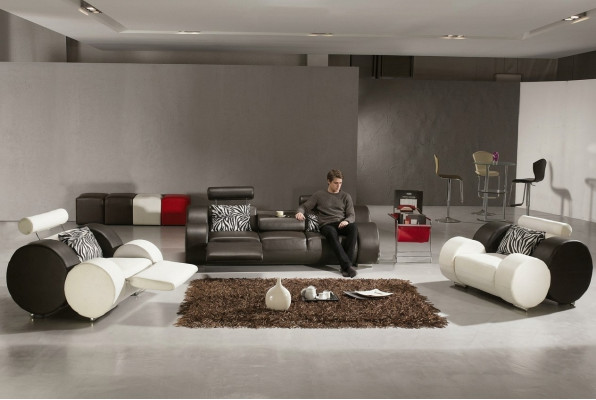 LEDERSOFA LEDERBANK 3+2+1 met USB BEKLEDINGSSET DESIGN SOFA NIEUW SET