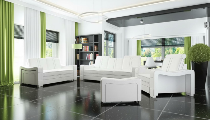 LEDERBANK 3+2+1 BANK +USB GARNITUUR BEKLEDINGSGARNITUUR DESIGN BANK BANKSTEL NIEUW