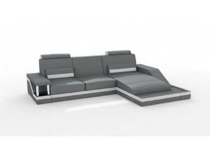 Modulaire bankstel van leer en textiel stof met USB, nieuw op maat gemaakt.