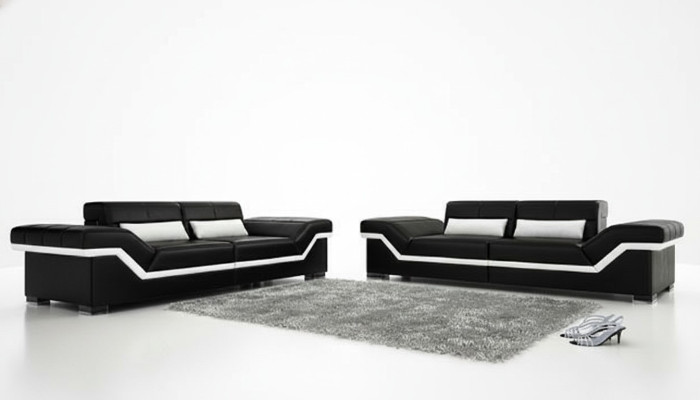 Leren bank met USB op maat Sofa 3 + 3 zits designbank gestoffeerd lederen salon