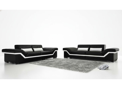 Leren bank met USB op maat Sofa 3 + 3 zits designbank gestoffeerd lederen salon