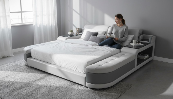 Ontwerp het luxe bed + USB-bekleding Hotel Moderne Bedden Leer 140/160/180/200.
