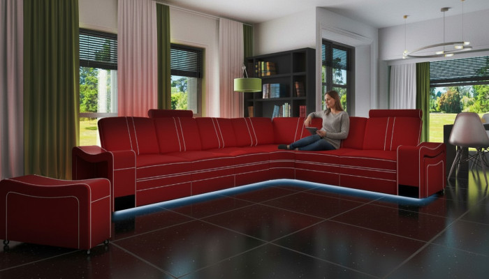 LEDEREN BANKSTEL XXL WOONLANDSCHAP SET LEDEREN HOEKBANK SET met USB BEKLEDING