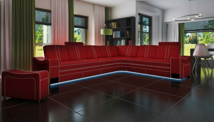 LEDEREN BANKSTEL XXL WOONLANDSCHAP SET LEDEREN HOEKBANK SET met USB BEKLEDING
