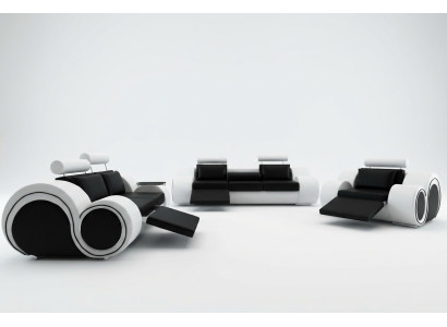 Bankstel met USB, bekledingsset 3+2 zitplaatsen Designerbank Leren bank op maat