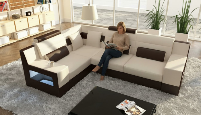 Woonlandschap bank USB bekleding hoek hoekbank set op maat gemaakt lederen bankstel