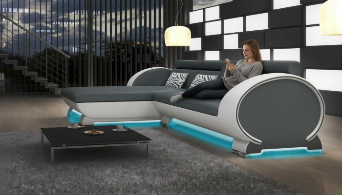 LEDEREN BANK HOEKBANK BANK LOUNGE BANK ONTWERPBANK BAR FUNCTIEBANK MET USB-BEKLEDING