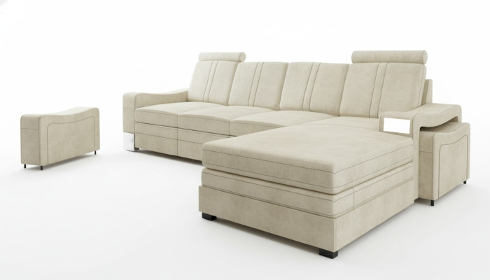 Textielbank hoekbank stoffen bank met USB-hoekbank bank stoffering loungehoek nieuw