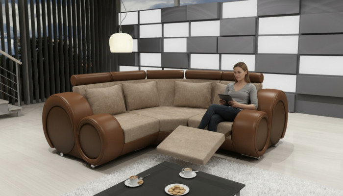 STOFFENBANK STOFFEN WOONLANDSCHAP BANKSTEL BERLINX RELAXFUNCTIE BANK HOEKBANK met USB