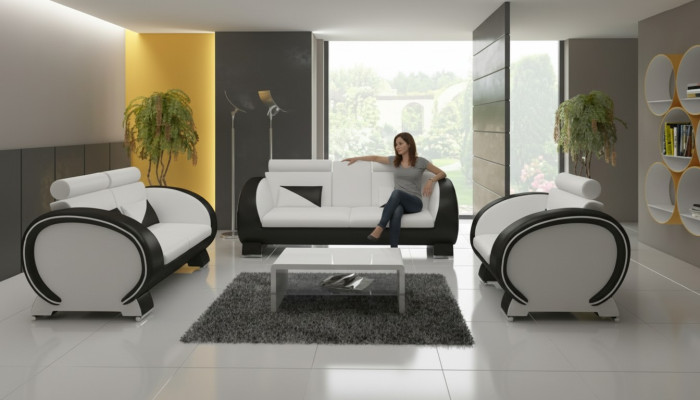 LEDEREN BANK MET USB-ONTWERPBANKSTEL 3+1 BANKSTEL BEKLEDINGSSET BEKLEDINGSSOFA