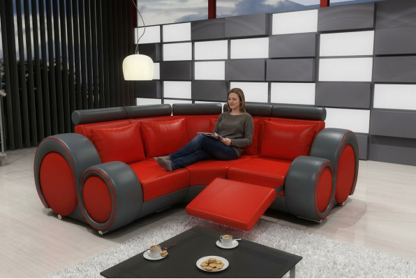 LEDERBANK WOONLANDSCHAP BANKSTEL COUCH DESIGN HOEKBANK BERLIJN SOFA SET met USB