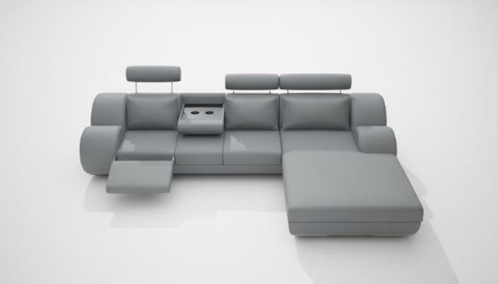 Ontwerper set woonlandschap hoekbank bank USB-bekleding leren bankstellen grijze sofa's.