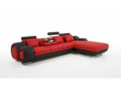 Gepatenteerd ontwerp hoekbank Sofa + USB, gestoffeerd lederen hoekbank BERLIN zitgroep