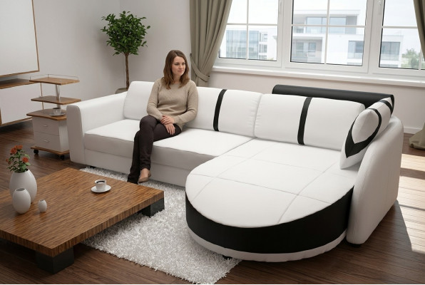 LEREN HOEKBANK MET SLAAPFUNCTIE DESIGNBANK SLAAPBANK LEREN HOEKBANK met USB