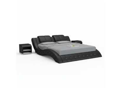 Luxe leren bed met USB-beklede bedden Dubbel Modern Huwelijk 140/160/180 cm