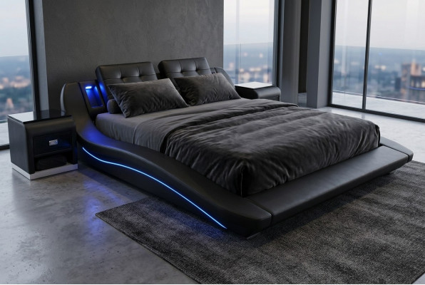 Luxe lederen designbedden Dubbel bed met USB Huwelijk Exclusief 180x200 cm