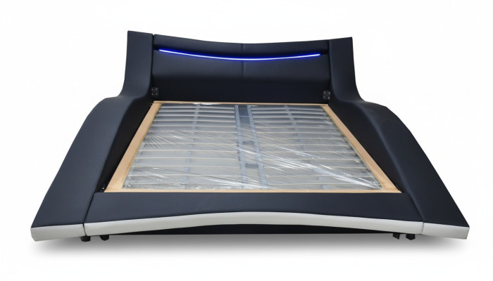 Luxe design leren tweepersoons hotelbed met USB, gestoffeerd echtelijke bedframe nieuw