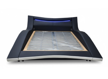 Luxe design leren tweepersoons hotelbed met USB, gestoffeerd echtelijke bedframe nieuw