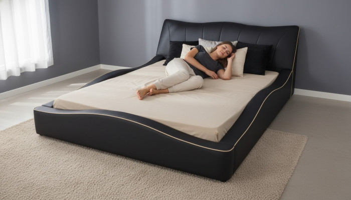 Luxe designleren gestoffeerd hotelbed met USB-framestructuur Bedden Gestoffeerd