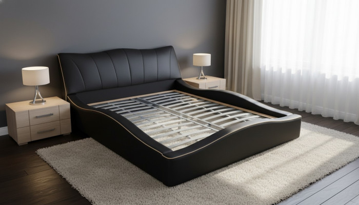 Luxe designleren gestoffeerd hotelbed met USB-framestructuur Bedden Gestoffeerd