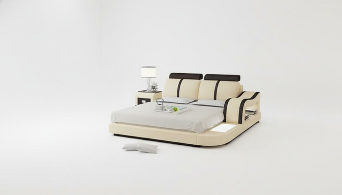 Ontwerp Bed XXL Grote Bedden Leer Hotel Bekleding 180x200 Multifunctioneel Rek USB