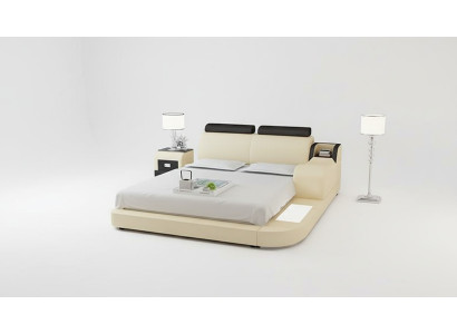 Ontwerp bed XXL Grote bedden Lederen hotel bekleding 160x200 cm Multifunctioneel rek USB