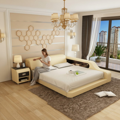 Ontwerp gestoffeerd tweepersoonsbed Moderne bedden Slaapkamer 200x210cm met USB & plank
