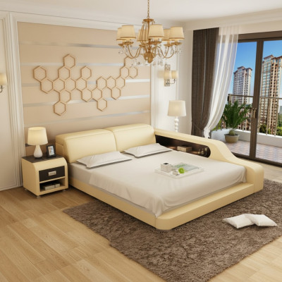 Ontwerp gestoffeerd tweepersoonsbed Moderne bedden Slaapkamer 200x210cm met USB & plank