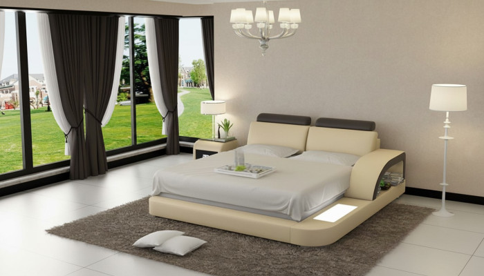 Design Gestoffeerd Tweepersoonsbed Moderne Bedden Slaapkamer met USB & Plank 160x200cm
