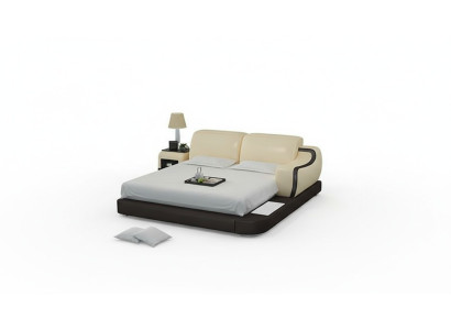 Ontwerpbed XXL Groot Bed Hotel Beklede 200x200 Multifunctionele Plank USB Leer