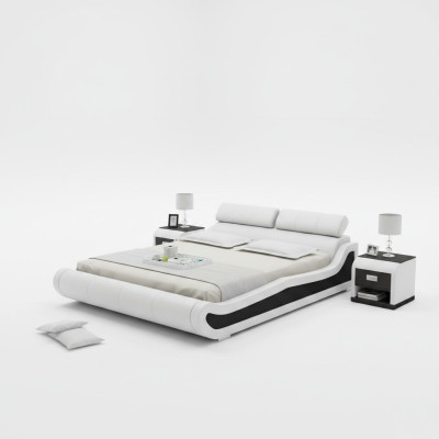 Luxe leren bed met USB-beklede bedden Dubbel Modern Huwelijk 140/160/180 cm